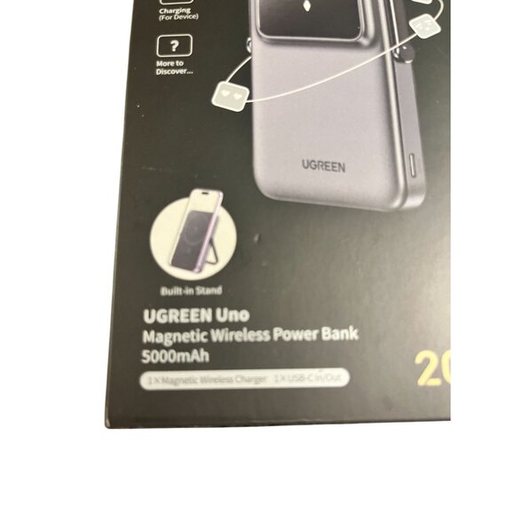 UGREEN Uno Magnetic Wireless Power Bank 5000mAh Wireless Portable Charger Black - Picture 6 of 11